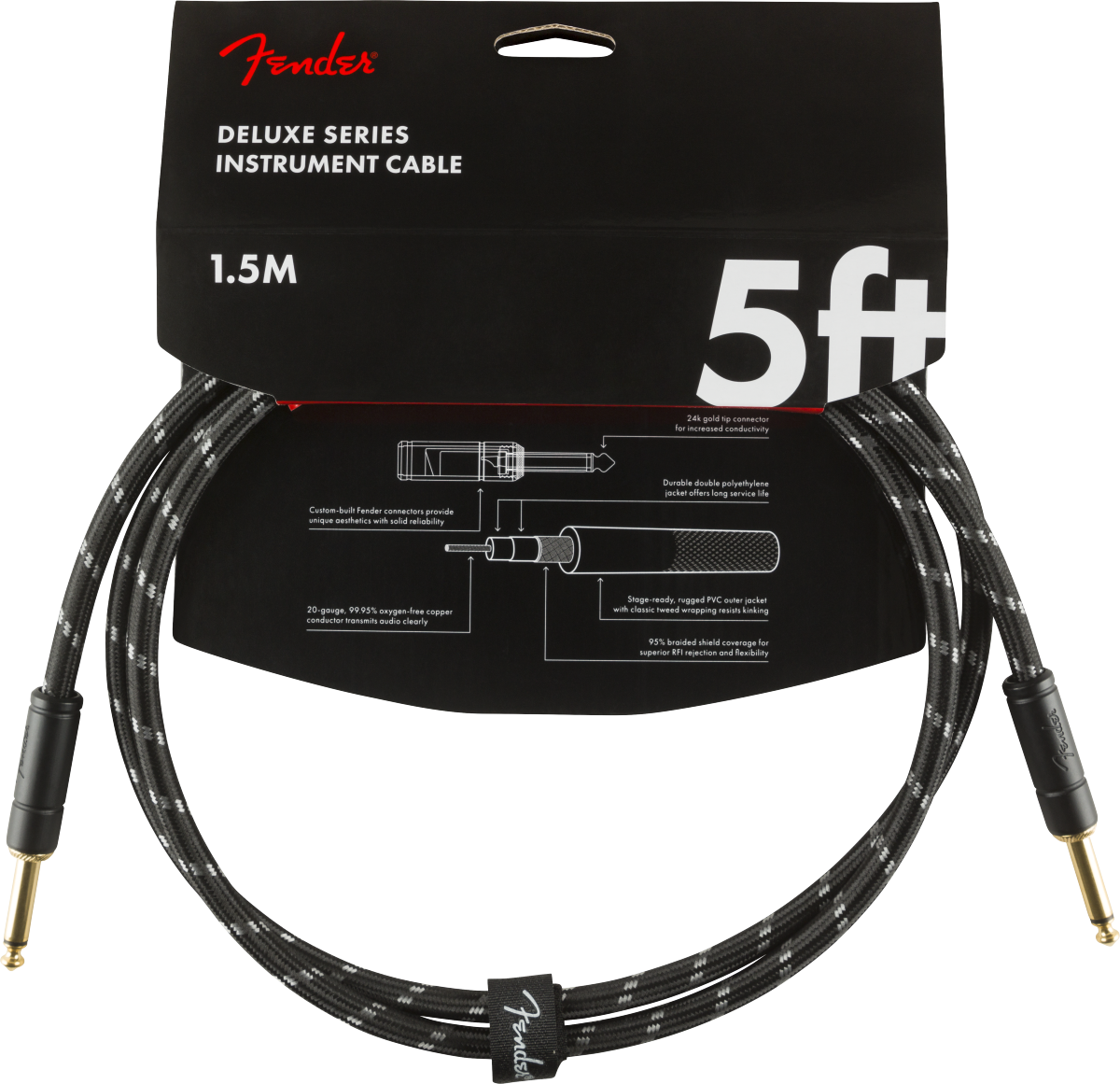 Fender Deluxe Instrument Cable 5ft - Black Tweed – Guitar Brothers