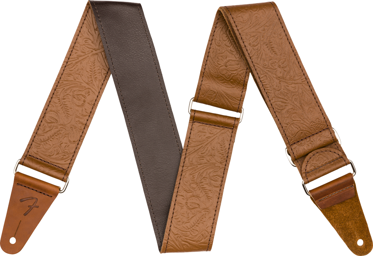 Buy Fender Weighless Monogrammed Guitar Strap, Brown/Yellow/Brown