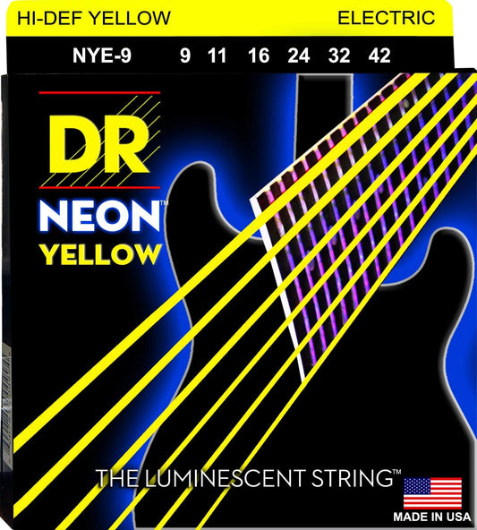 DR NYE-9 Neon Electric Strings Yellow 9-42