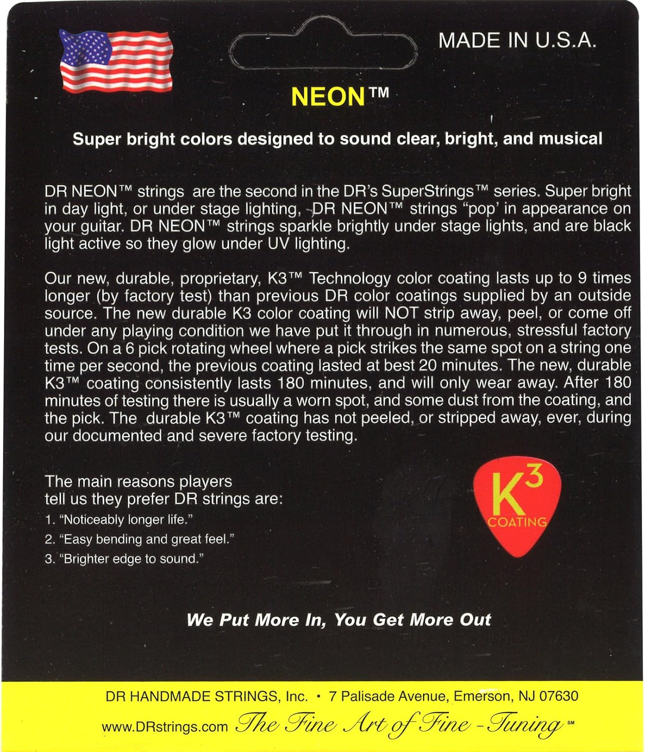 DR NYE-9 Neon Electric Strings Yellow 9-42