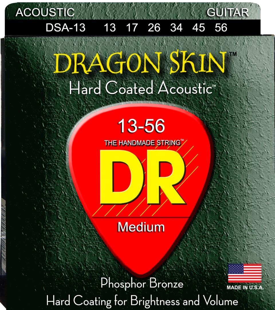 DR DSA-13 Dragon Skin Coated Acoustic Strings 13-56