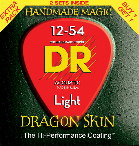 DR DSA-2/12 Dragon Skin Coated Acoustic Strings 12-54 2-Pack