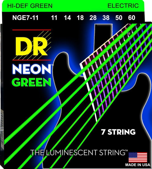 Dr NGE7-11 Neon Electric 7-String Hi-Def Green 11-60