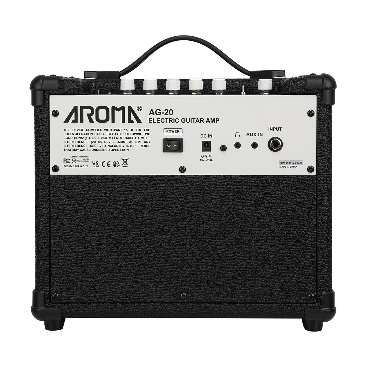 Aroma AG-20 20W Electric Guitar Amplifier - Black