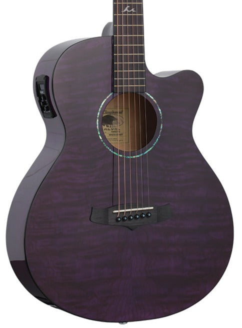 Tanglewood TA4-CEPU Azure Series SuperFolk Quilted Ash - Foxglove Purple Gloss