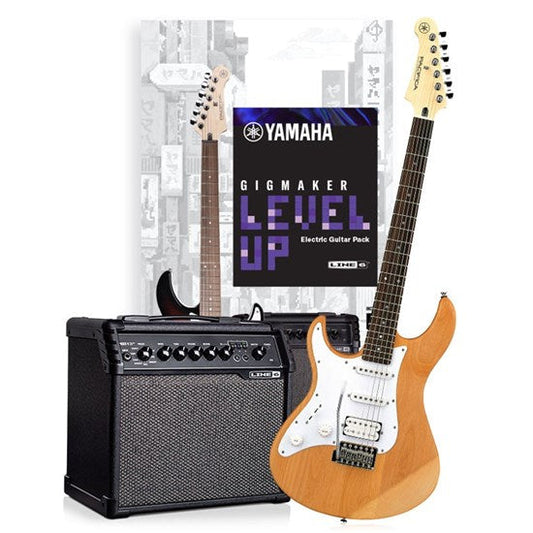 Yamaha GIGMAKER Level Up Electric Guitar Starter Package - Yellow Natural Satin Left Hand