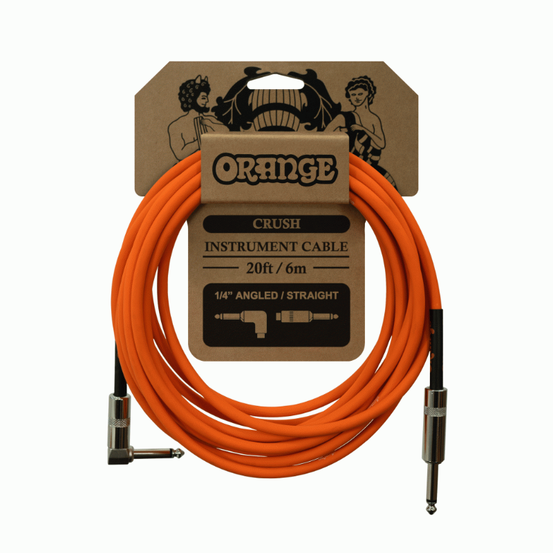 Orange Crush 20FT Instrument Cable - Straight to Right Angle