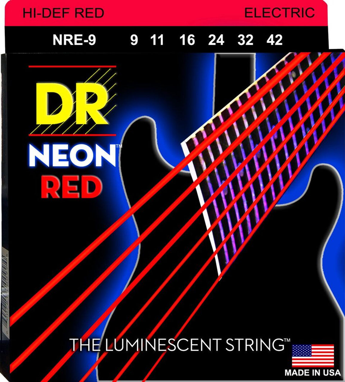 Dr NRE-9 Neon Electric Strings Hi-Def Red 9-42