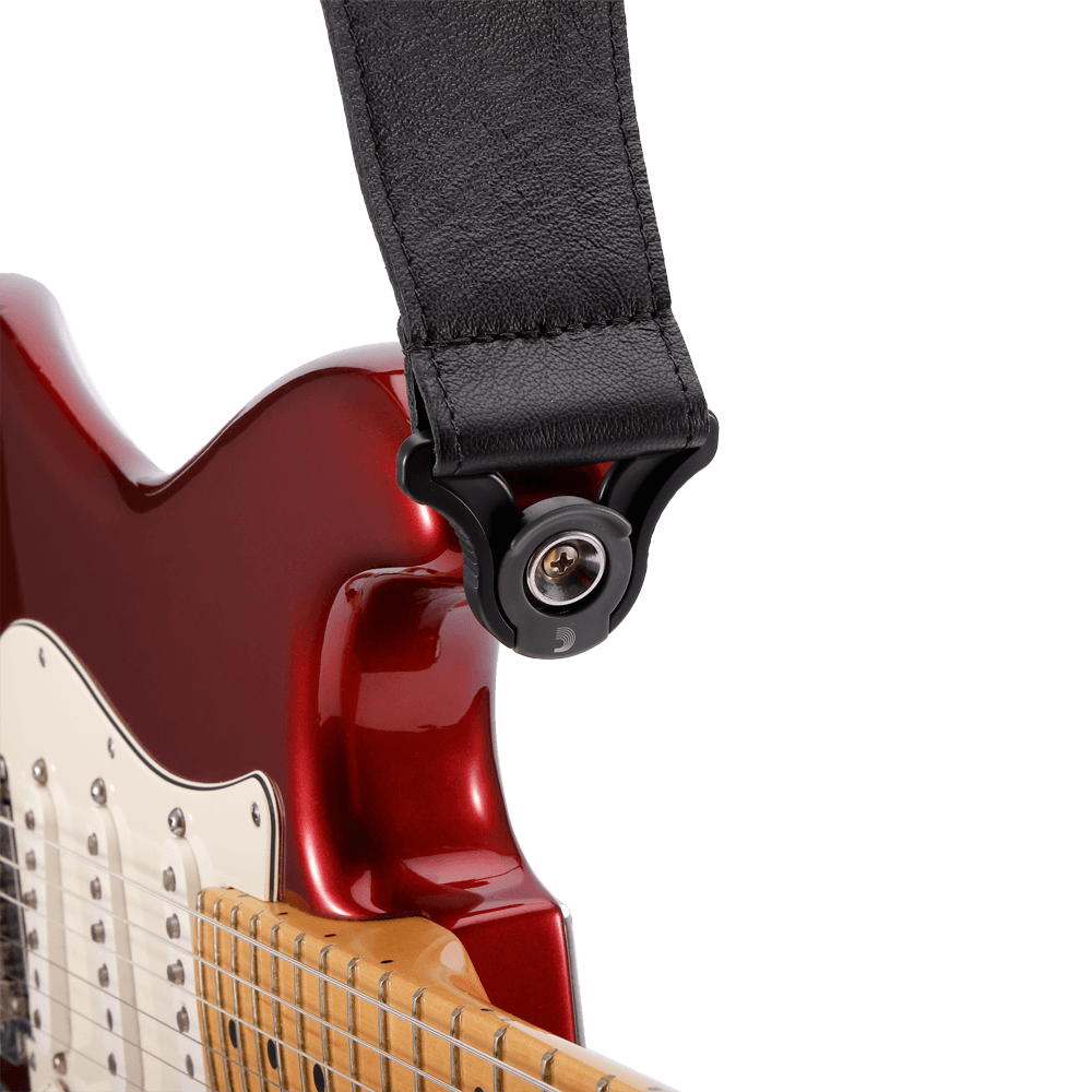 D'Addario Auto Lock Comfort Leather Strap - Black