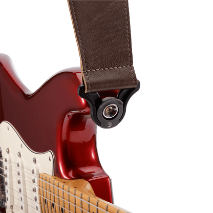 D'Addario Auto Lock Comfort Leather Strap - Brown