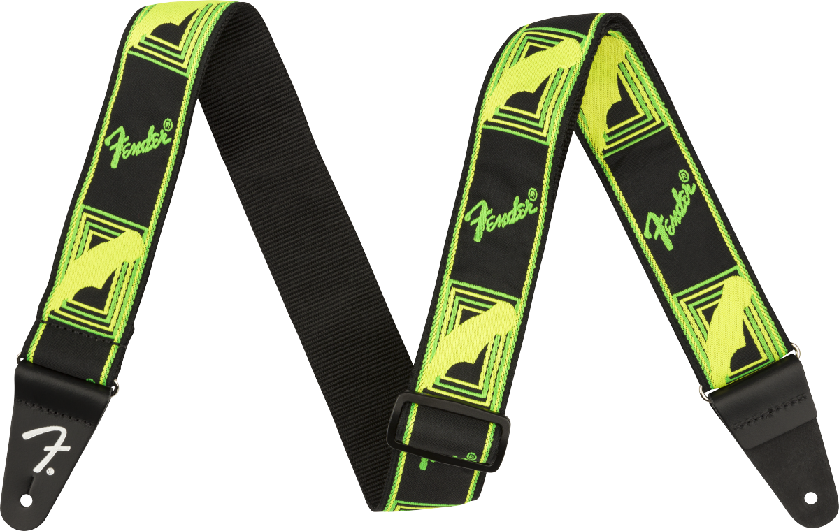 Fender Neon Monogrammed Strap - Yellow/Green – Guitar Brothers Online