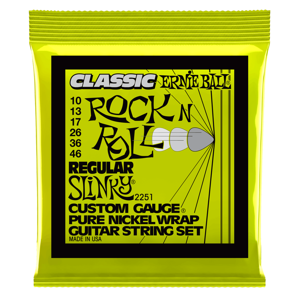 Ernie Ball Electric Classic Rock n Roll Pure Nickel Strings - 10-46